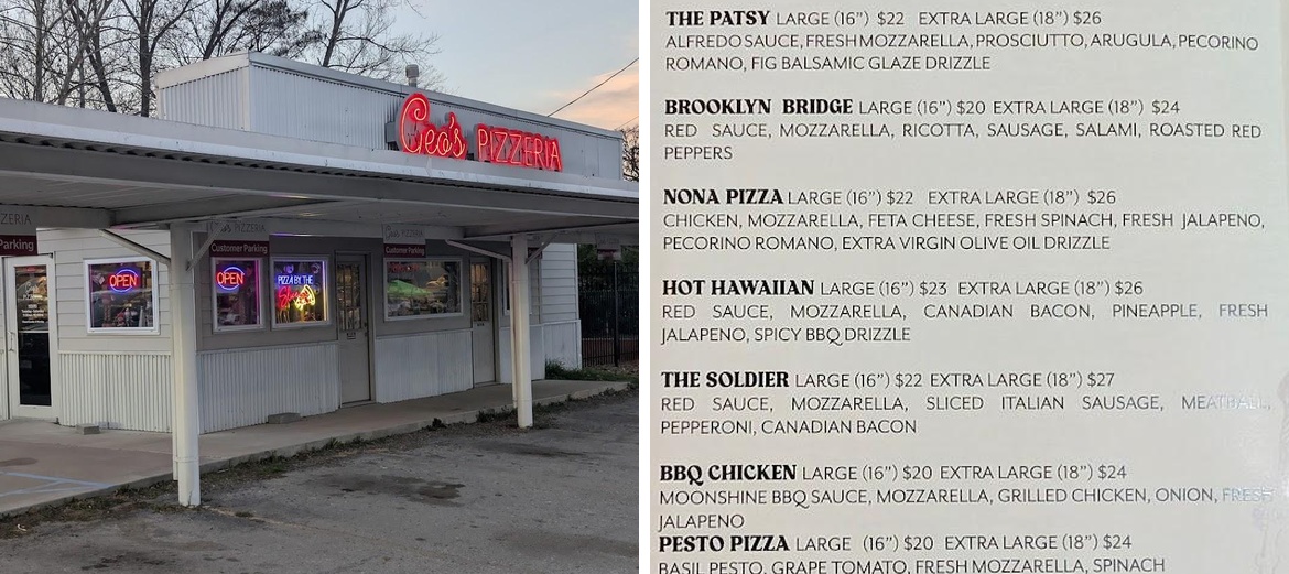 Geo's Pizzeria Menu