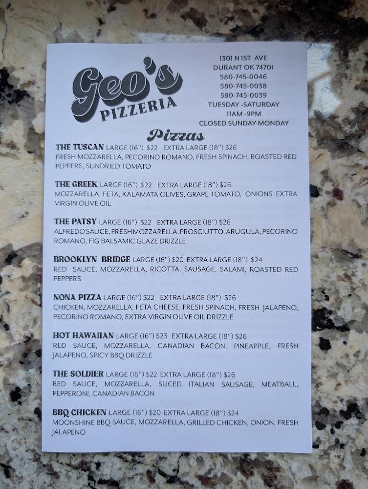Geo's Pizzeria Menu image 4